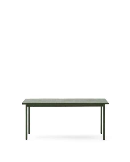 Уличный стол Maurina из оцинкованной стали зелёного цвета с зелёной керамической плиткой 182 x 91 см