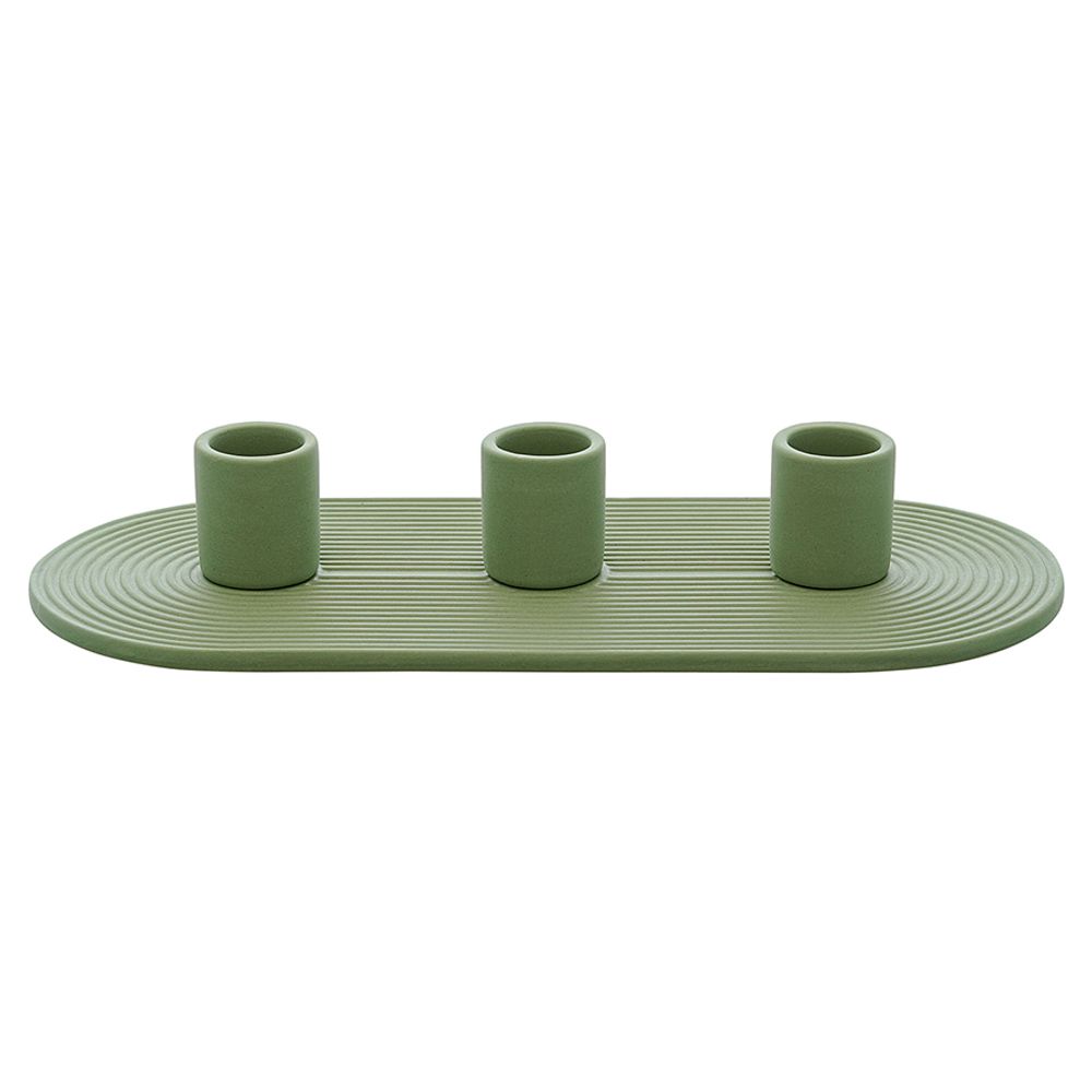Подсвечник для 3 свечей из каменной керамики оливкового цвета из коллекции Essential