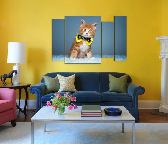 Модульная картина "Рыжий шотландский котенок"