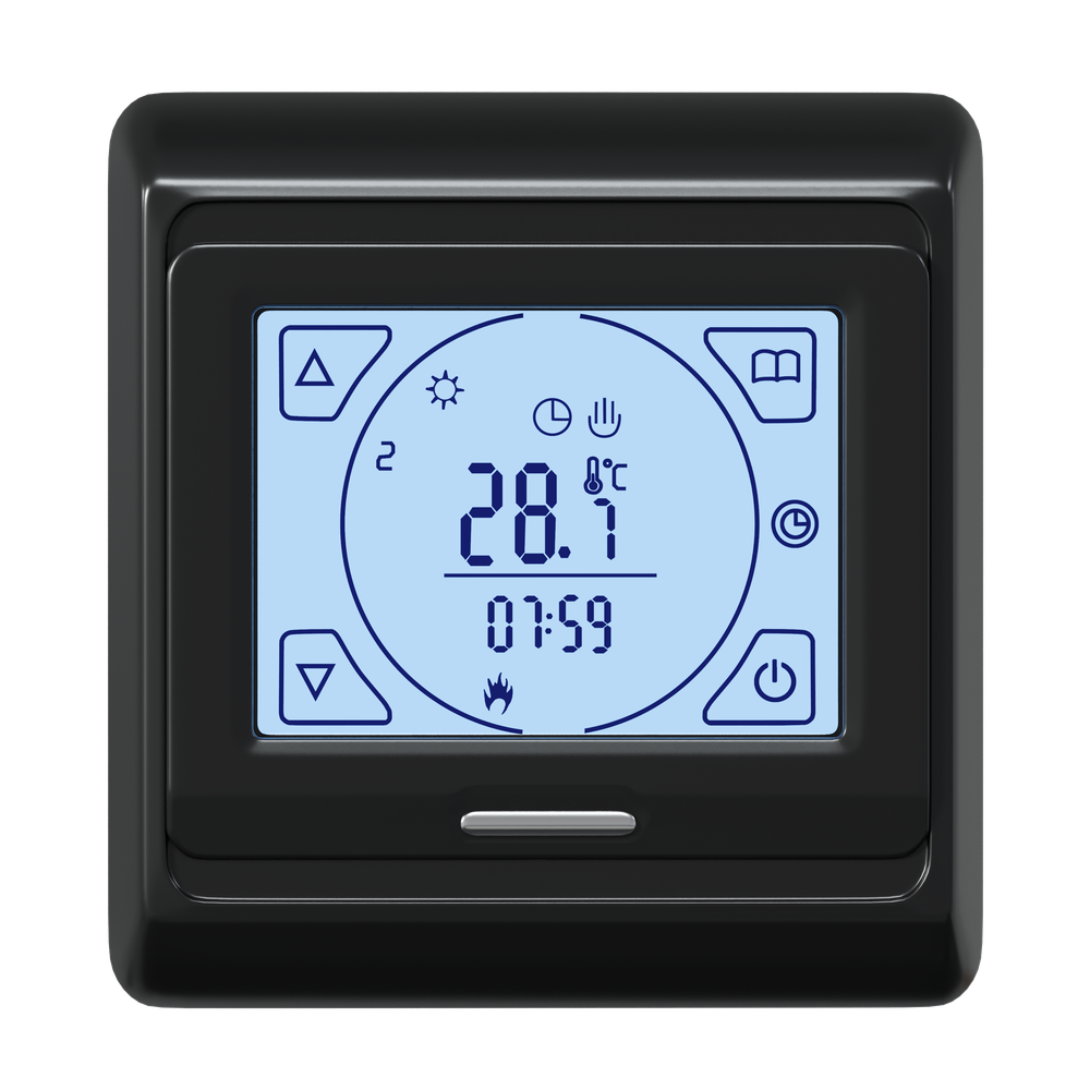 Теплый пол EWRIKA MAT EWR 150-12 самоклеящийся, под плитку, под паркетную доску с терморегулятором ТЕП91Ч черным, сенсорным