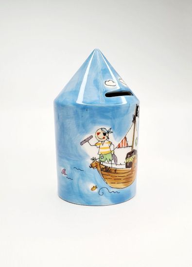 Копилка с пиратами в форме карандаша, керамическая