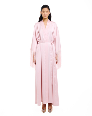 Халат Boudoir (Будуар) с бахромой розовый