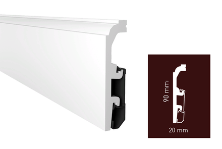 Плинтус Vega белый под покраску, 2400x90x20 мм