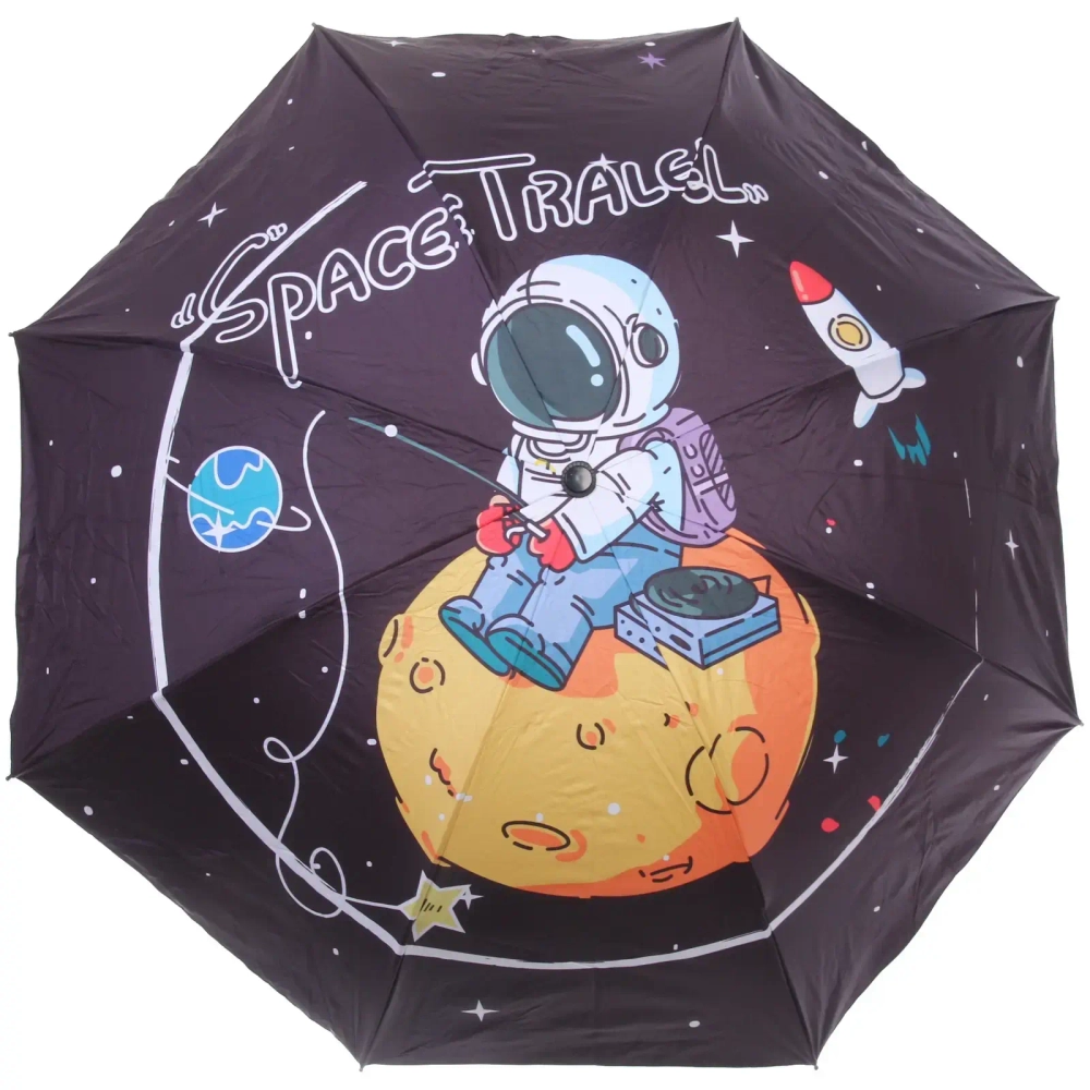 Зонт механический ветроустойчивый, матовая ручка «BESTzontik - Kosmos», микс 4 дизайна, длина 25см, d-110см