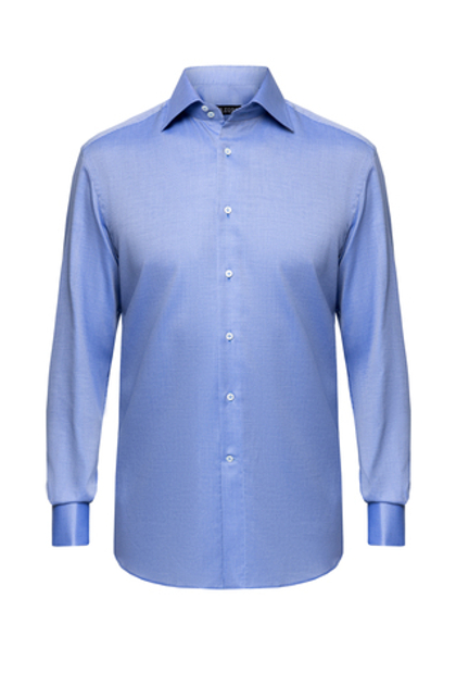 Рубашка синяя жаккардовая под запонку