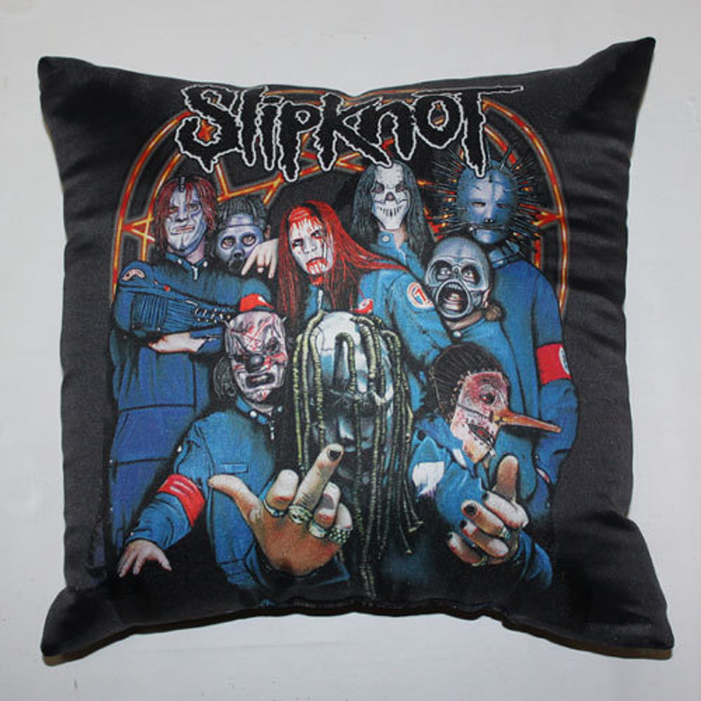 Подушка Slipknot группа в синих комбинезонах