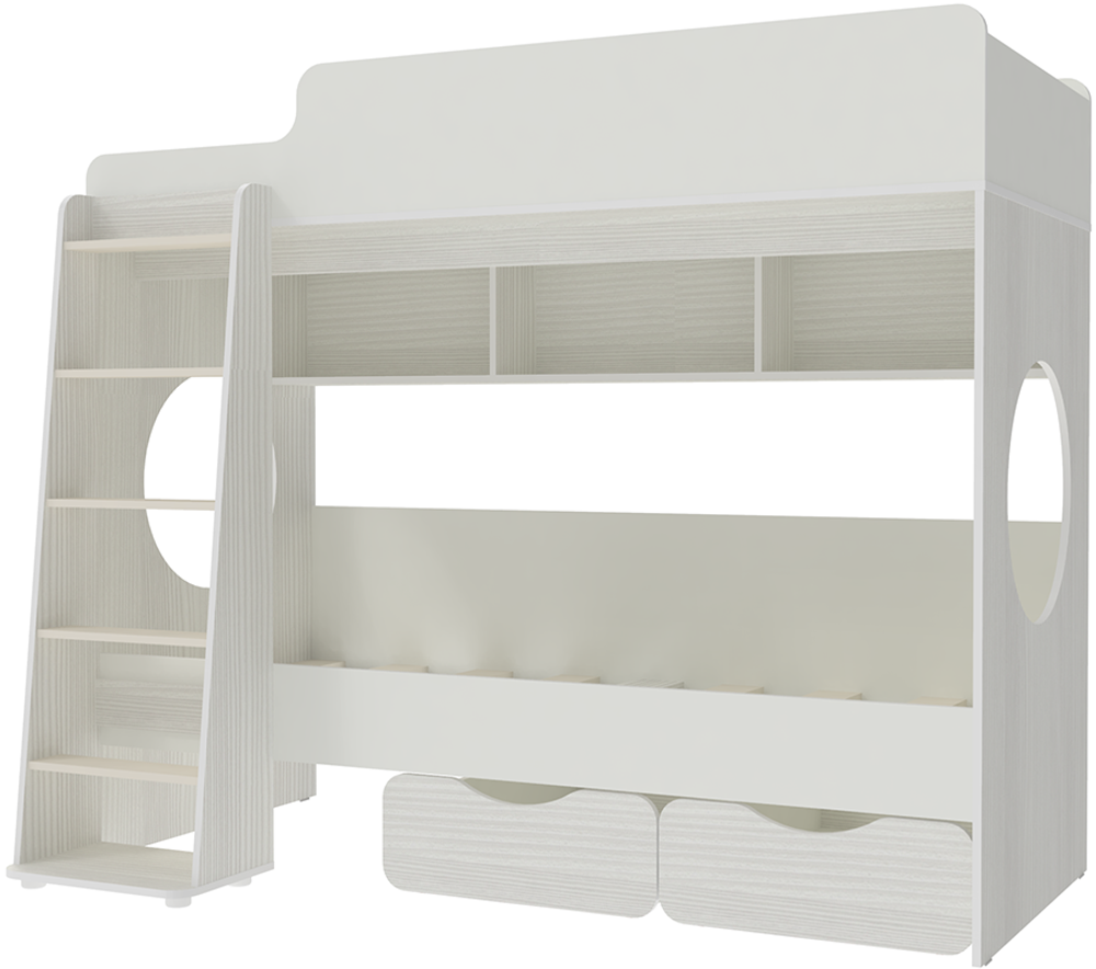 Двухъярусная кровать КарИВи Л-7.1 Белое Дерево Белый