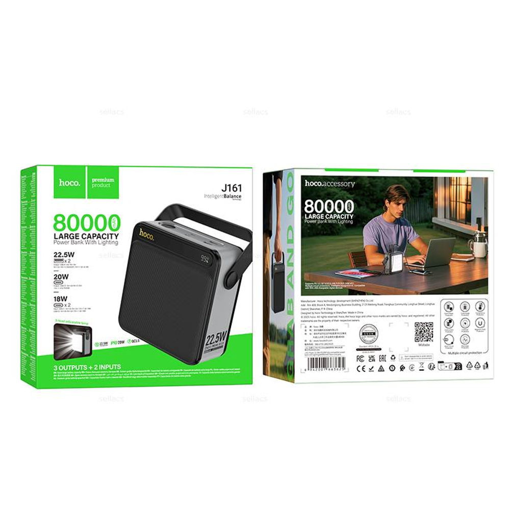 Портативный аккумулятор Hoco J161 80000mAh 22.5W+PD20W (black)