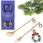Набор для десерта «Новогодний микс» 2предмета (ложка+вилка) в подарочной коробке, золото