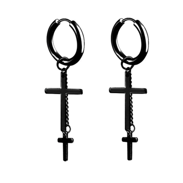 Сережки "Два креста с цепочкой"