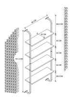 Настенная консоль с 4 полками - сосна