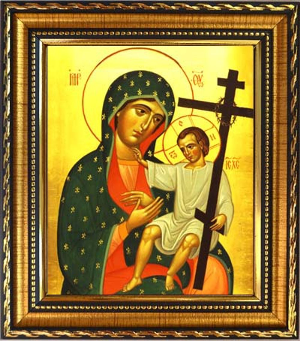 Новоникитская икона Божьей Матери на холсте в раме.
