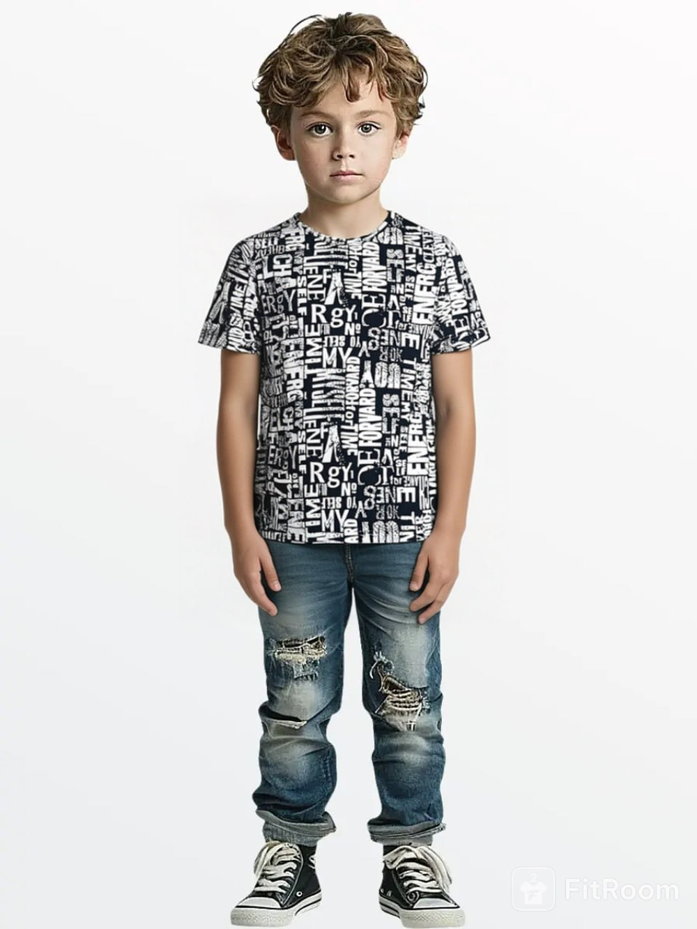 1070 Футболка детская кулирка надписи на синем (72-140)