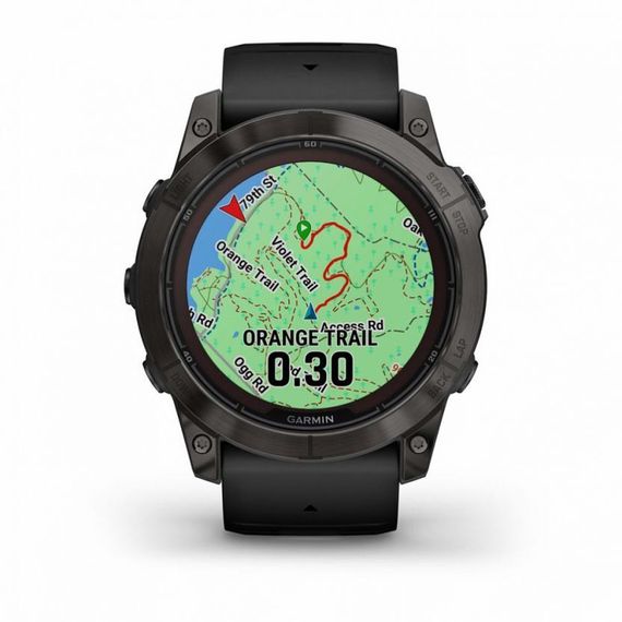Garmin Fenix 7X Pro Sapphire Solar — титановый корпус с DLC и черный ремешок
