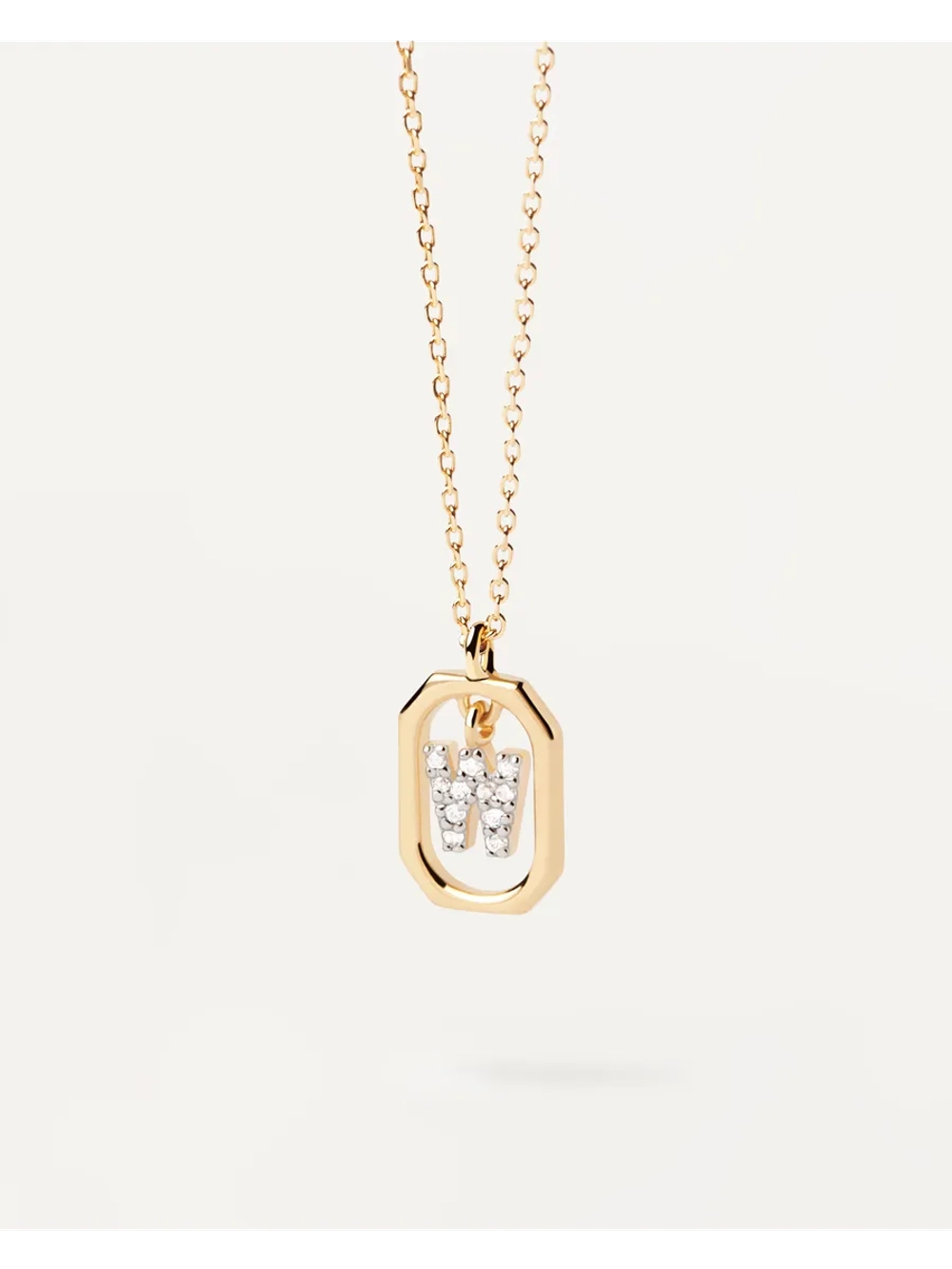Колье женское PDPaola Мини-Буква W серебро 925 пробы покрытое золотом 750 пробы CO01-534-U