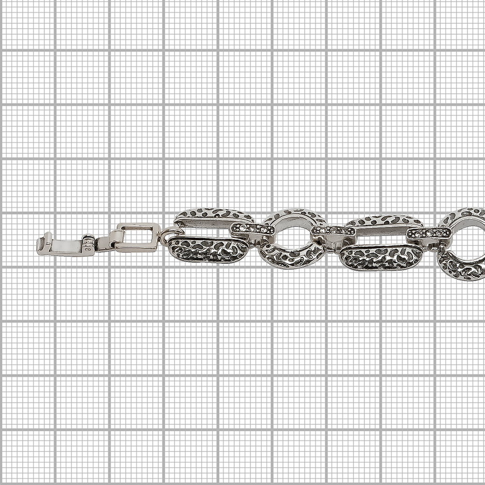 "Ортан"  браслет в серебряном покрытии из коллекции "Дикие кошки" от Jenavi с замком карабин