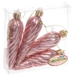 Ёлочные игрушки «Сосулька спиралька» 8,5см (набор 4шт), розовое золото