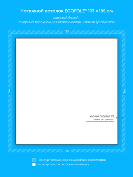 Матовый натяжной потолок 3.6 м2