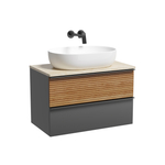 Тумба подвесная Sancos Delta, Дуб красный/графит 790х445х500, под столешницу без отверстия под смеситель, цвет Kreman