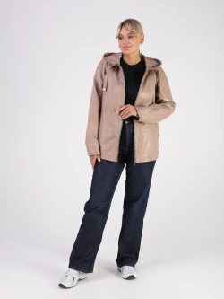 Кожаная куртка демисезонная с капюшоном