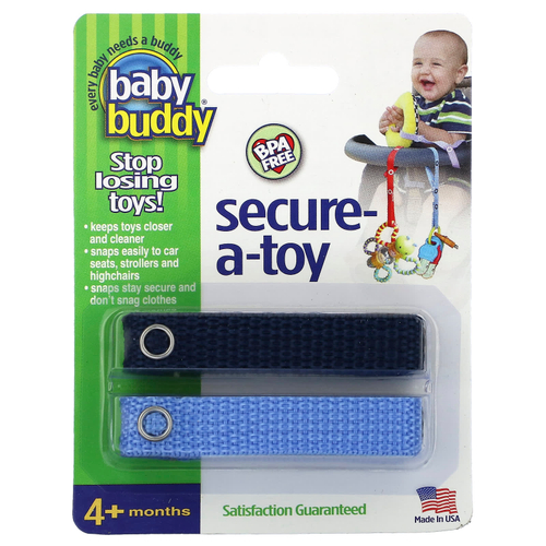Baby Buddy, Secure-A-Toy, для детей от 4 месяцев, темно-синий и небесно-голубой, 2 полоски