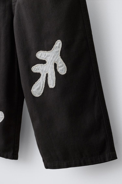 ZARA БРЮКИ С ЛИСТЬЯМИ-НАШИВКАМИ, КОРИЧНЕВЫЙ