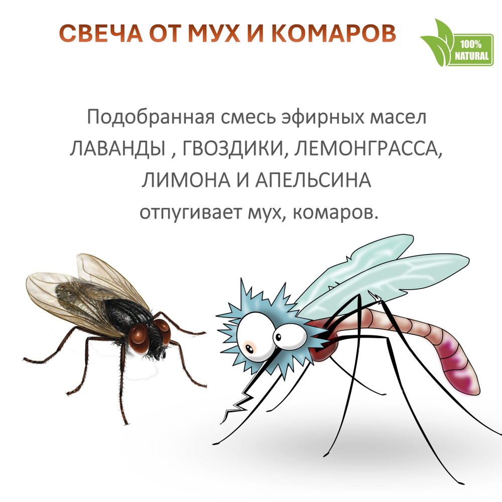 Свеча от мух и комаров 200 мл, длительного горения, 60 часов