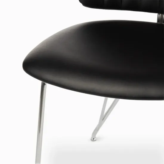 Обеденный стул Prima металлический каркас, черная экокожа