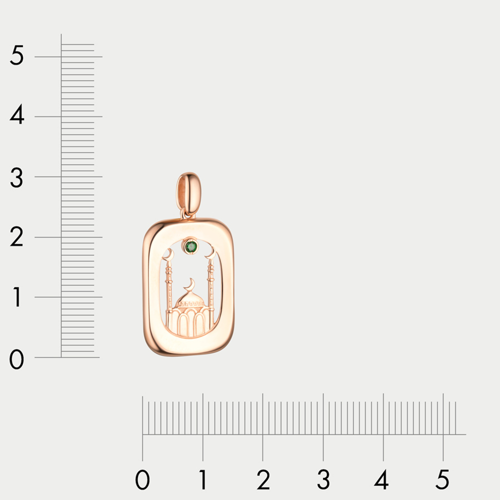Подвеска мусульманская из розового золота 585 пробы с фианитами (арт. 0302128/ф)