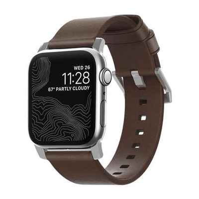 Кожаный ремешок Nomad Horween Modern Band для Apple Watch 44, 45, 46 мм и Ultra 2–3 Ремешок из натуральной кожи Horween с классической застёжкой из нержавеющей стали