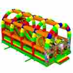 Коммерческий надувной батут «Страна Сафария 2» с крышей и двумя горками, 12*6*6 м