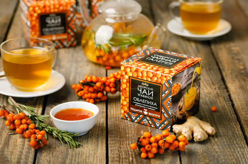Авторский чай ОБЛЕПИХА (с ягодами и листом облепихи,розмарином и имбирем) / 50+40(сироп)г / BioNergi