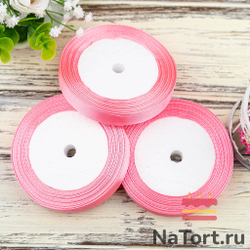 Лента атласная 12 мм  (23 метра, цвет №5  ярко-розовый)