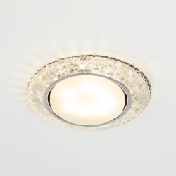 Светильник встраиваемый cо светодиодной подсветкой ЭРА DK LD25 SL/WH под лампу GX53 прозрачный | Встраиваемые LED светильники