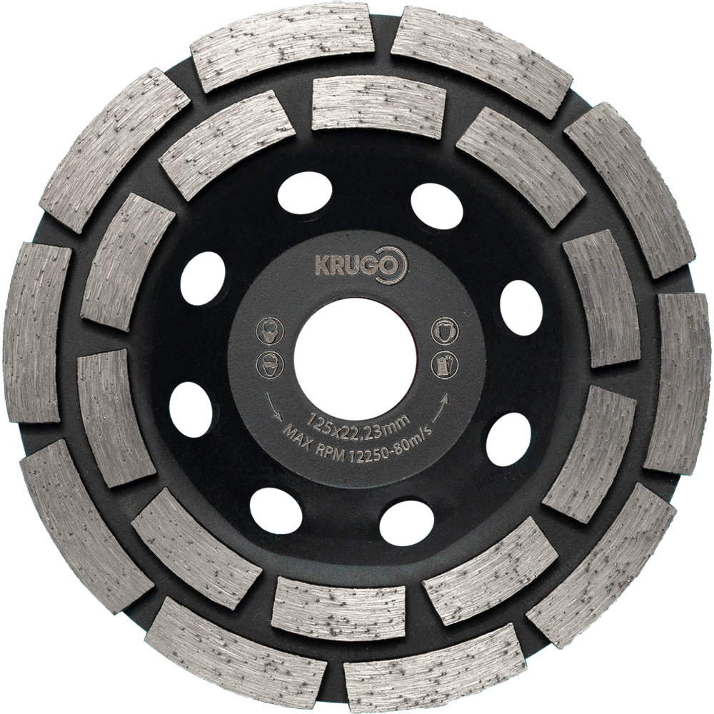 Чашка алмазная двухрядная KRUGO 125x22,23x5mm, CWD05A