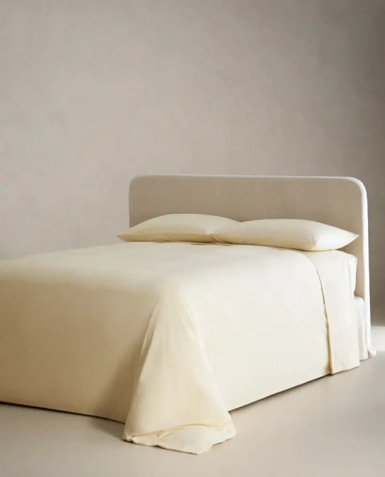 ZARA HOME (200 НИТЕЙ) ПОДОДЕЯЛЬНИК ИЗ ХЛОПКА ПЕРКАЛЬ, ЖЕЛТЫЙ