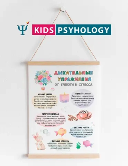 Раздаточный материал, постер "Дыхательные упражнения от тревоги и стресса"