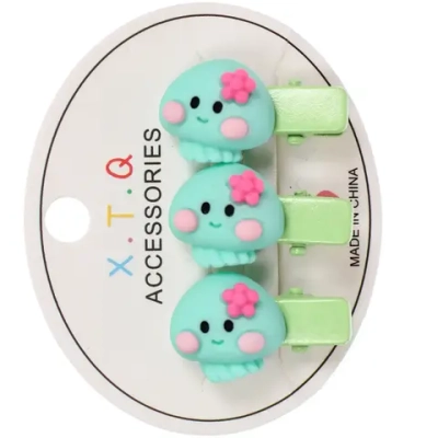 Зажимы для волос детские 3шт «РОЗОВОЕ ОБЛАКО», медузки, 2.5см (блистер и пакет с подвесом)