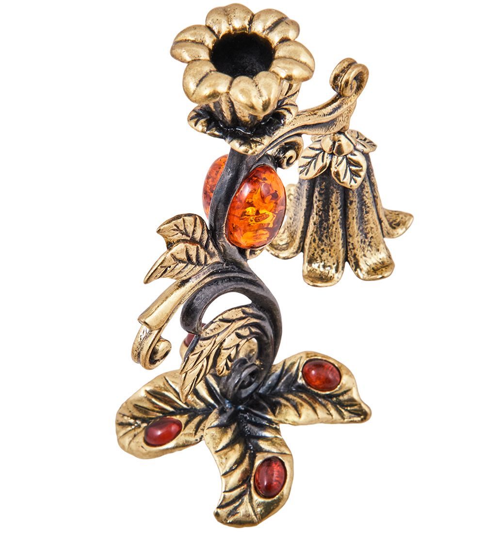 Народные промыслы AM-3910 Подсвечник «Колокольчик» (латунь, янтарь)