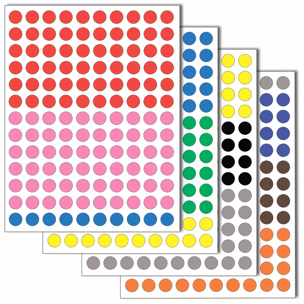 Набор цветных бумажных наклеек для маркировки Policomprint M10, 10 мм. 520 шт.