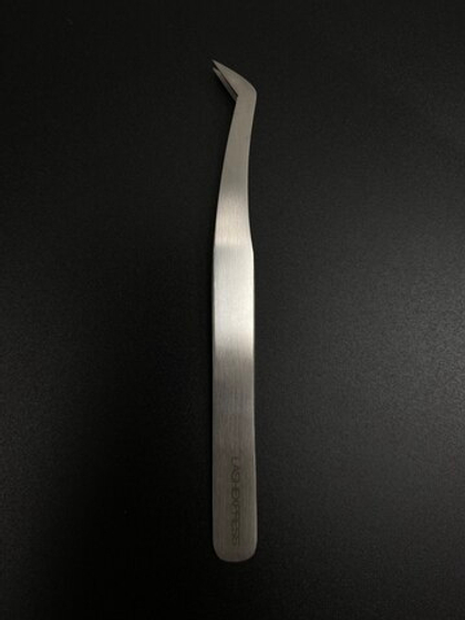 Пинцет № 18 Lashexpress сапожок большой 45 градусов серебро с лазерным напылением