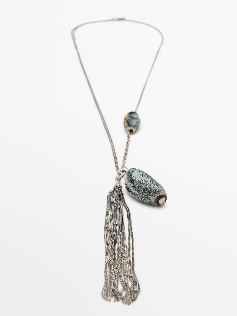 Massimo Dutti Ожерелье с контрастной деталью из керамики, синий