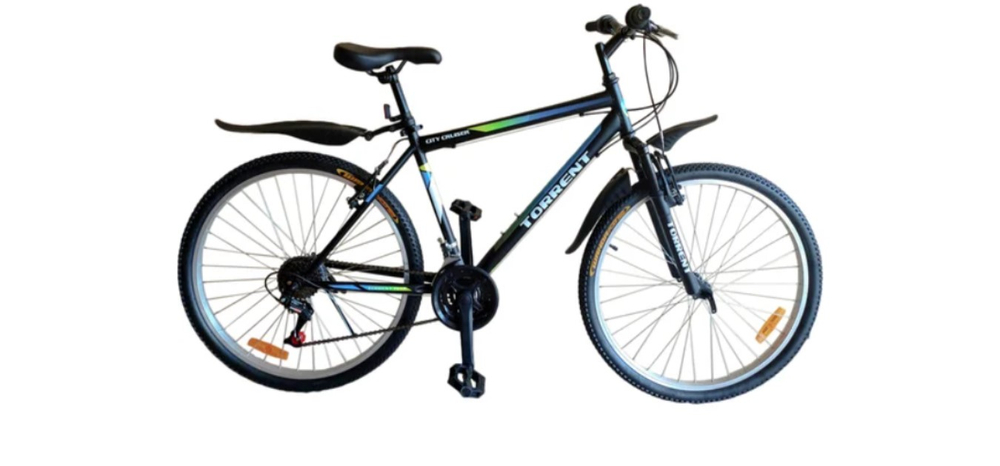 Велосипед TORRENT City Cruiser (рама сталь 18", внедор, 18 скор, кол 26д.) (Матовый черный, голубой)