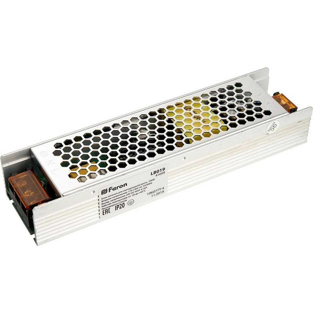 Трансформатор электронный для светодиодной ленты 100W 24V  драйвер . LB019 FERON
