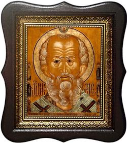 Святитель Никола (Великорецкий) Вятский со Святыми. Копия стариной иконы на холсте.
