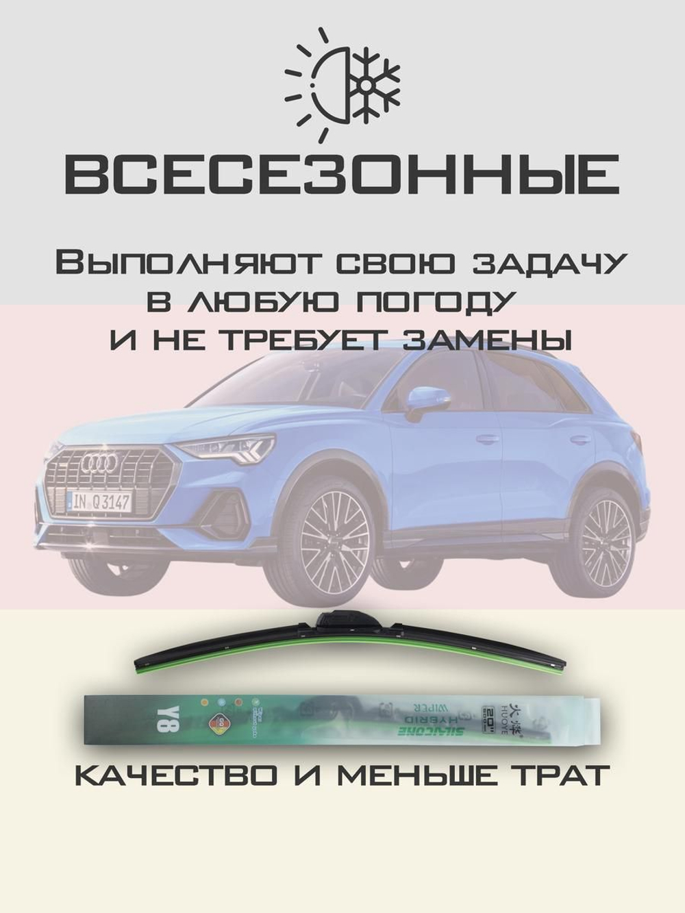Щетки стеклоочистителя HUOYE Y8 600/500 мм на Audi RSQ3 | Push button