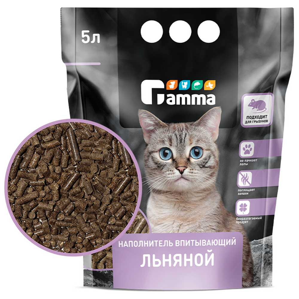 Наполнитель впитывающий льняной Gamma, 5 л, Gamma