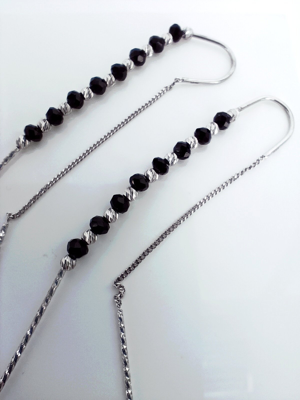 Серьги Эстерелла Лето, родированные, застежка-продевка, 925 проба, шпинель