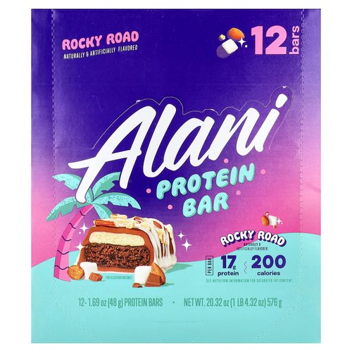 Alani Nu, протеиновый батончик, Rocky Road, 12 батончиков, по 48 г (1,69 унции)