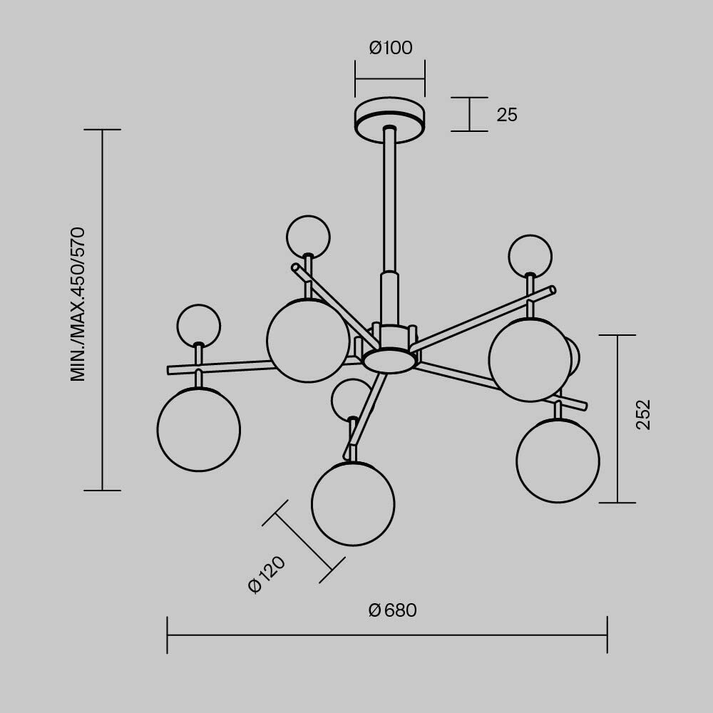 Люстра на штанге Maytoni   MOD436PL-05BS